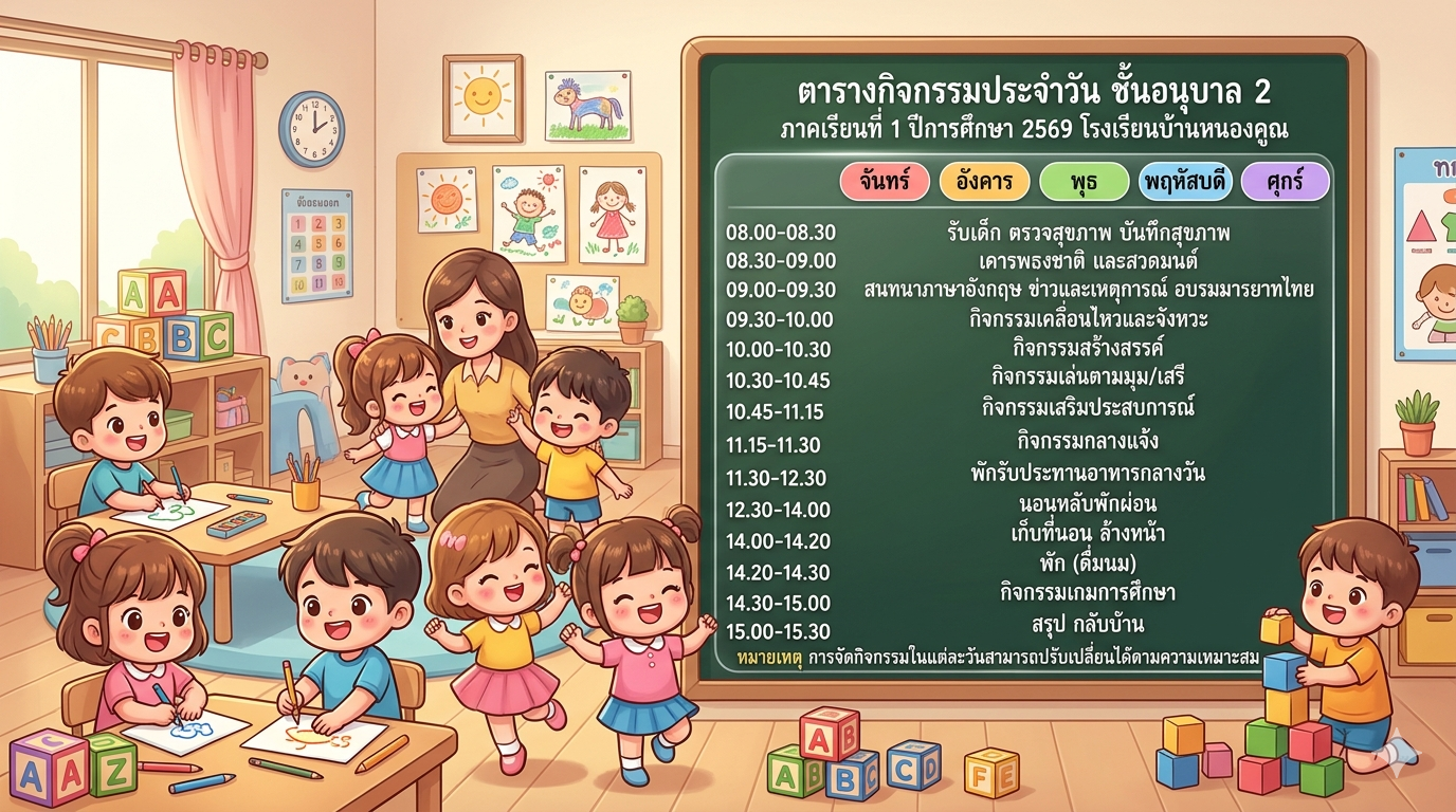 ตารางเรียน ตารางจัดประสบการณ์​ ประจำปีการศึกษา​ 2569